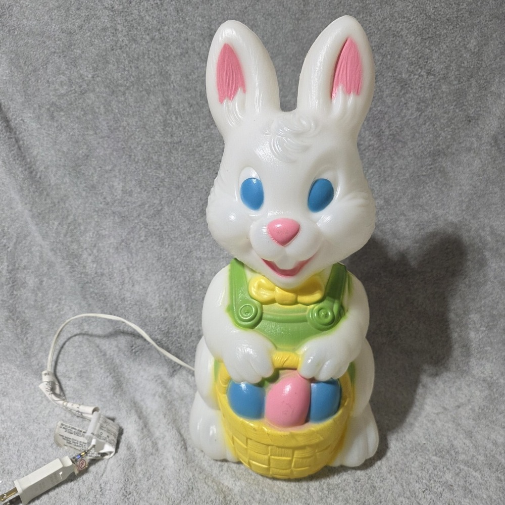 Easter Bunny Rabbit w/ Light Basket Eggs Blow Mold General Foam Plastics